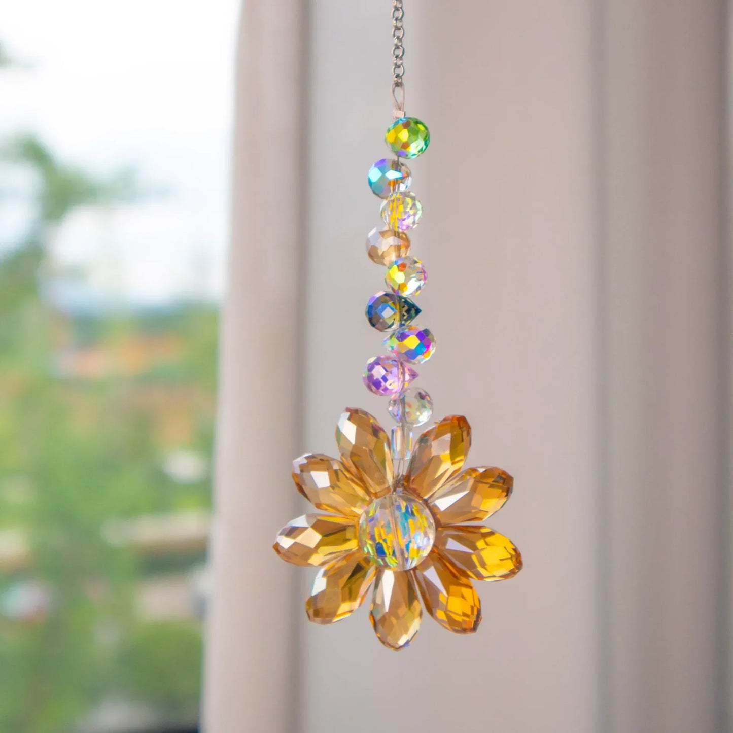 BowLift | Crystal Suncatcher LumiMargarita | K9 Daisy Rainbow Catcher | Window & Garden Decor | 32 cm | Gift Idea for Home