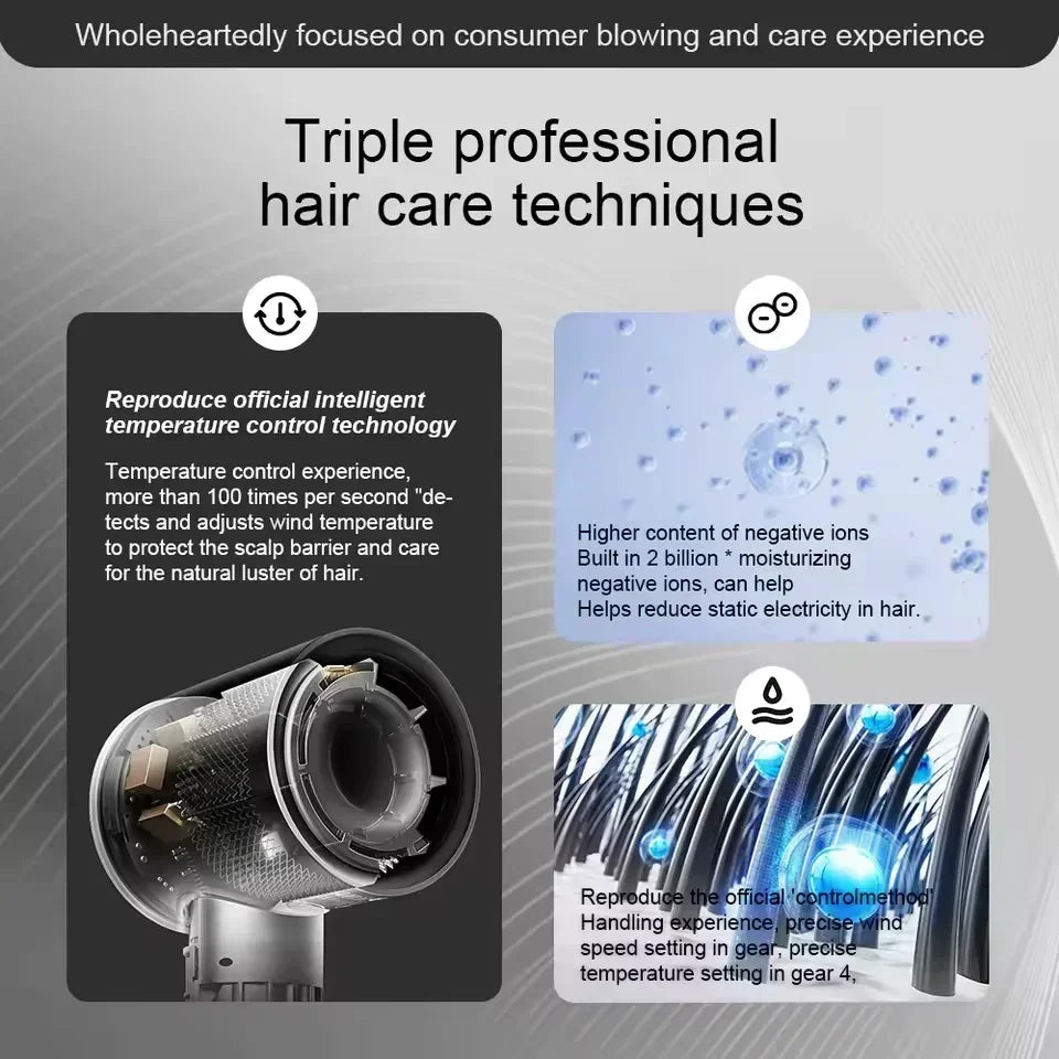 BowLift | Ion Hair Dryer | 200 Million Negative Ions | Intelligent Temperature Control | 110,000 RPM