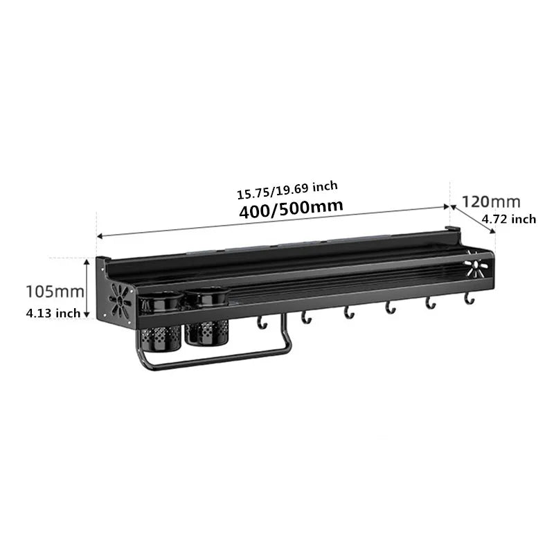 Kitchen wall shelf made of metal – Self-adhesive & screwable | Non-slip wave pattern | Mounting accessories included Bowlift