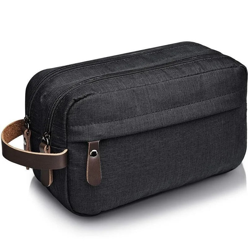 Skanto | Nylonéa Toiletry Bag Unisex | Water-Repellent | Leather Handle with Canvas Design | For Travel and Everyday Use