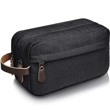 Skanto | Nylonéa Toiletry Bag Unisex | Water-Repellent | Leather Handle with Canvas Design | For Travel and Everyday Use