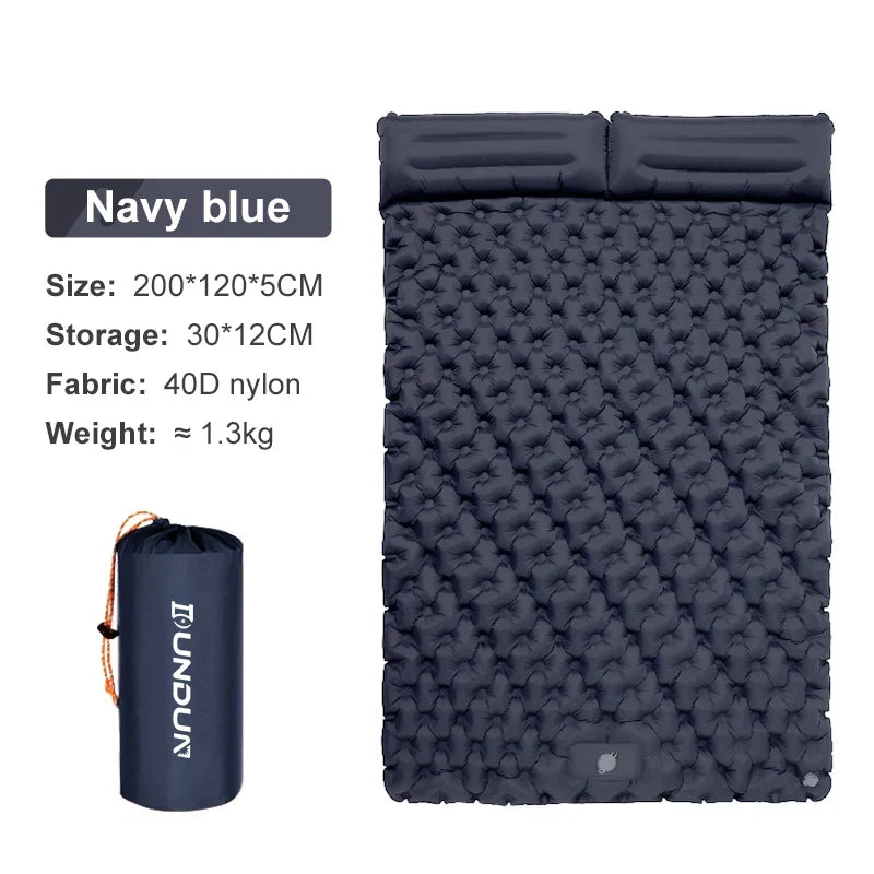 Skanto | Skanto Double Camping Sleeping Pad with Self-Inflating Mattress and Pillow - Outdoor Hiking Mattress for 2 Person Cot Air Mattress