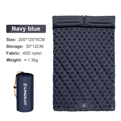 Skanto | Skanto Double Camping Sleeping Pad with Self-Inflating Mattress and Pillow - Outdoor Hiking Mattress for 2 Person Cot Air Mattress