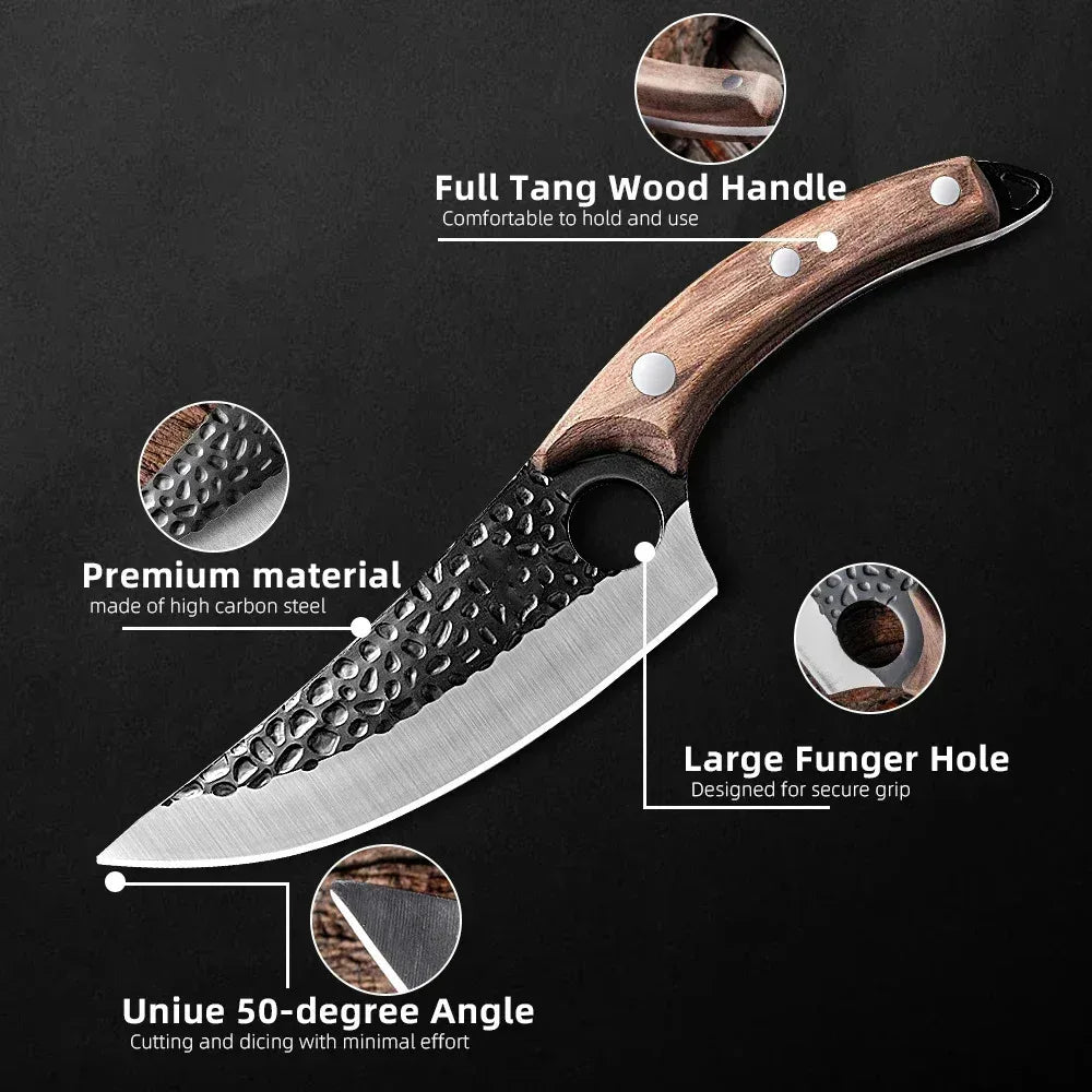 Skanto | Handmade Blacksmith Knife Set – Professional Butcher, Boning, Chef, and Vegetable Knives for Home and Chef Use