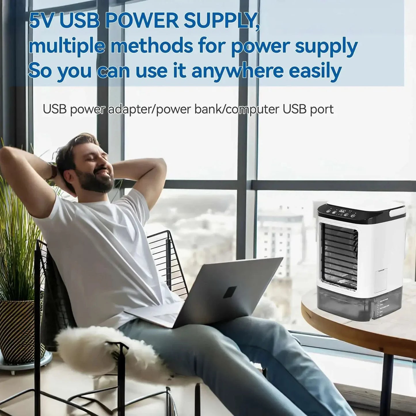 Portable Mini Air Conditioner – 3-Speed Small AC Unit with 900ML Water Tank, Electric Fan and Humidifier for Bedroom & Office | Bowlift