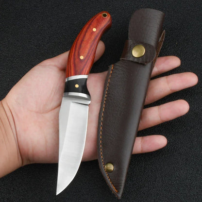Skanto | 7.5-inch All-Purpose Knife – Stainless Steel with Colored Wooden Handle – Ideal for Home Kitchen, Outdoor Camping, and Grilling