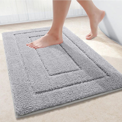 Bathroom Mat Microfiber Non-Slip – Double Layer Bath Mat | Highly Absorbent & Soft | Comfort Doormat | Bowlift