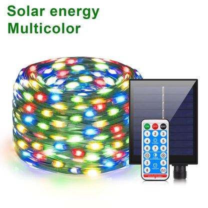 BowLift | Solar String Lights 100M LumiSol ProLine | 8 Modes | IP65 Waterproof | Extra Bright LEDs | Remote Control & Quick Charge | For Garden, Wedding & Christmas