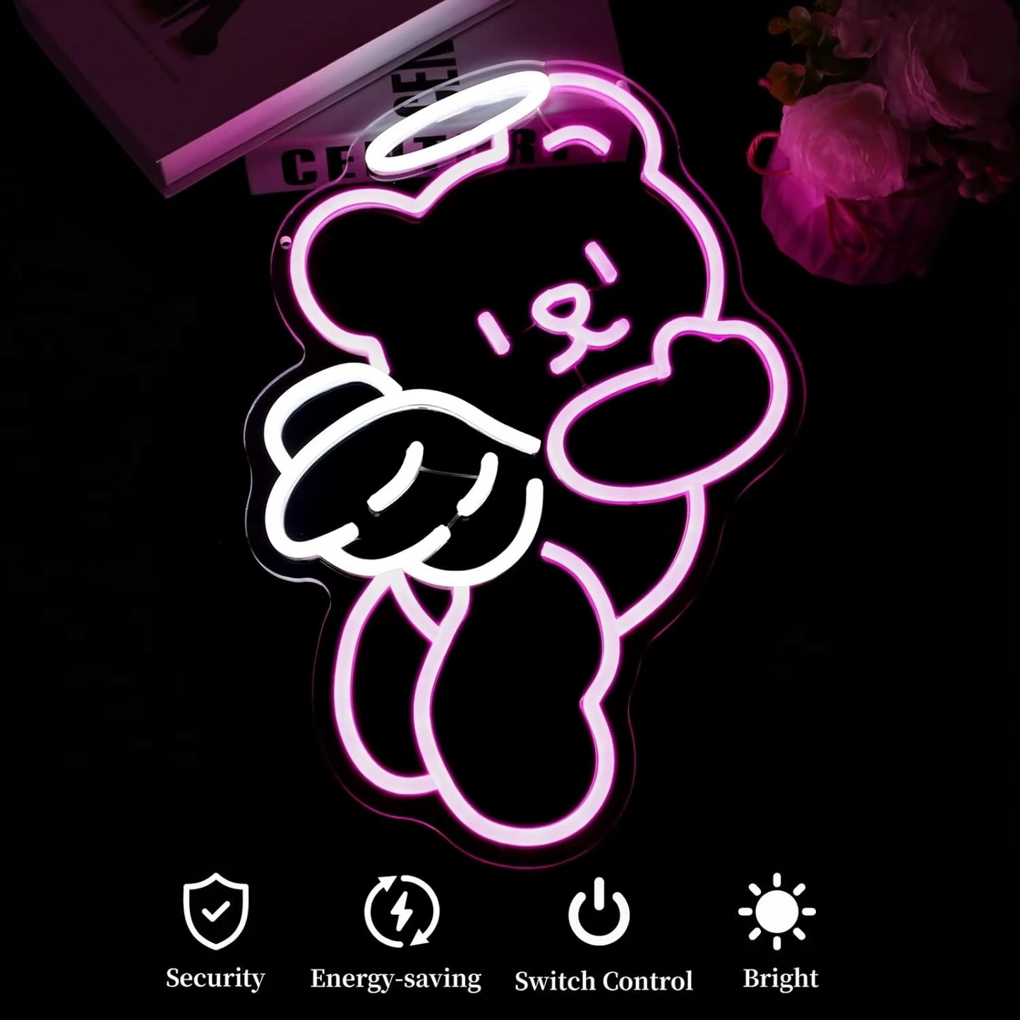 BowLift | Charming Bear Neon Light with Dimmer - USB Powered Wall Decor