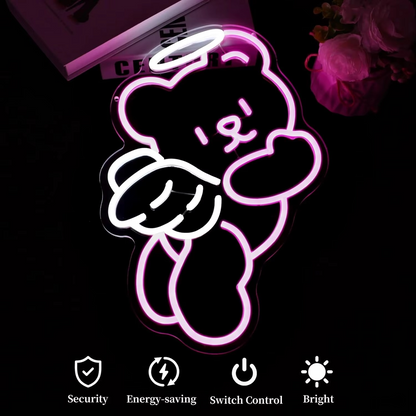 BowLift | Charming Bear Neon Light with Dimmer - USB Powered Wall Decor