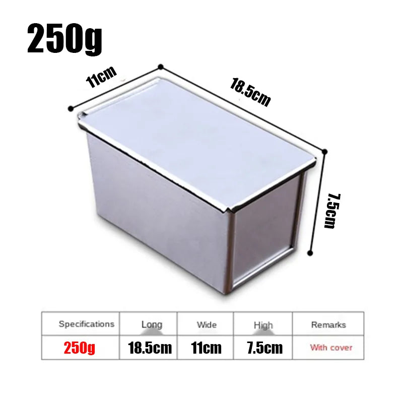 Skanto | Premium Non-stick Aluminum Alloy Loaf Pan with Lid - Various Sizes (250g/450g/600g/750g/900g/1000g) for Baking Bread and Cakes