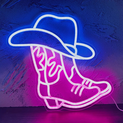 BowLift | USB-Powered Cowboy Boots Neon Sign for Western Decor