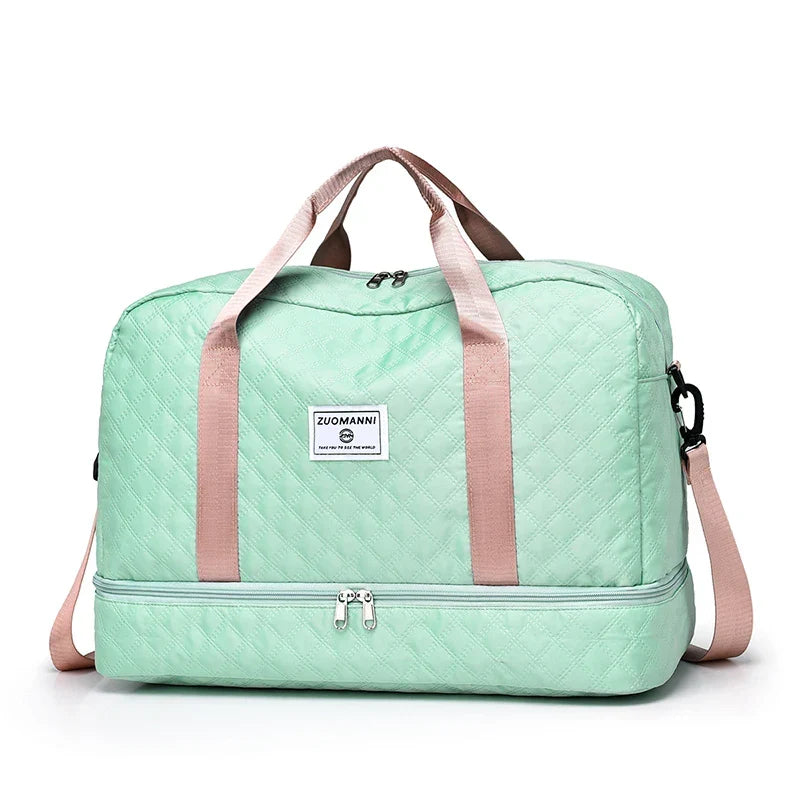 BowLift | Raumio TravelFlex Lightweight Travel Bag with Diamond Pattern | Large Sports & Weekend Bag with Shoe Compartment & Wet Compartment | Cabin Luggage Suitable & Foldable