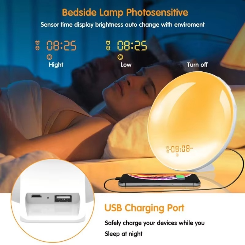 Skanto | Sunrise Simulation Alarm Clock with Night Light & FM Radio