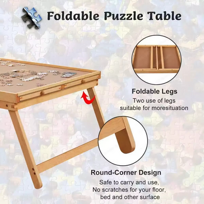 Skanto | Foldable Wooden Jigsaw Puzzle Board with 4 Storage Drawers for up to 1500 Pieces