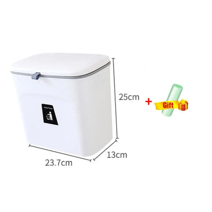 Skanto Skanto | JYPS 7/9L Large Capacity Hanging Trash Can - Wall Mounted Kitchen Recycling Bin with Lid, Ideal for Bathroom and Kitchen Use