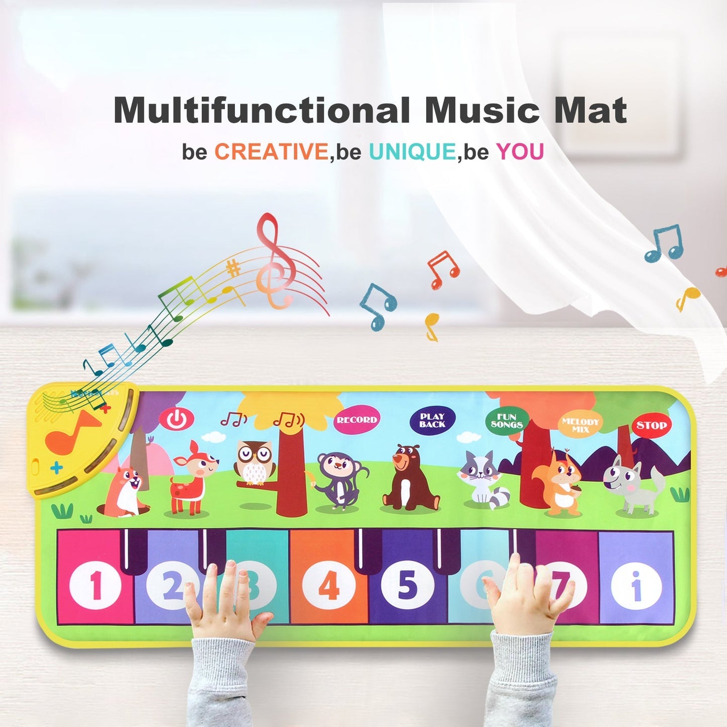 Skanto Multifunctional Musical Dance Mat for Toddlers - Interactive Piano Keyboard with Animal Sounds, Educational Kids Gift, Portable Fun!