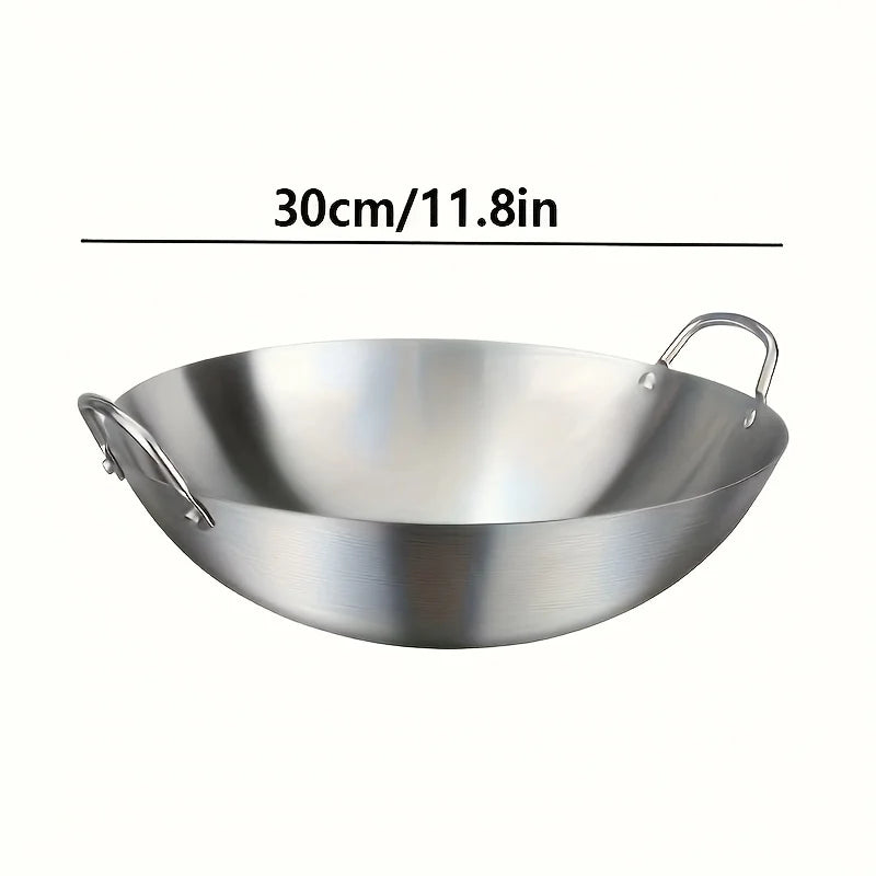 ChefMaster – Large Stainless Steel Wok with Double Handle Skanto