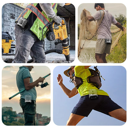 Portable Waist Fan – Hanging Neck Fan with Power Bank, Strong Wind, LED Lighting for Sports, Courier, Outdoor Work | Kalsten