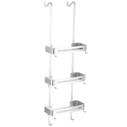 Sleek No-Drill Dual-Layer Shower Organizer Shelf