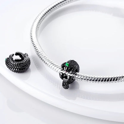 Skanto | 925 Silver Golden Leopard Charm Beads Colorful Chameleon Rhinoceros Lion Scarab Cat Pendant Compatible with Original Pandora Bracelet Jewelry