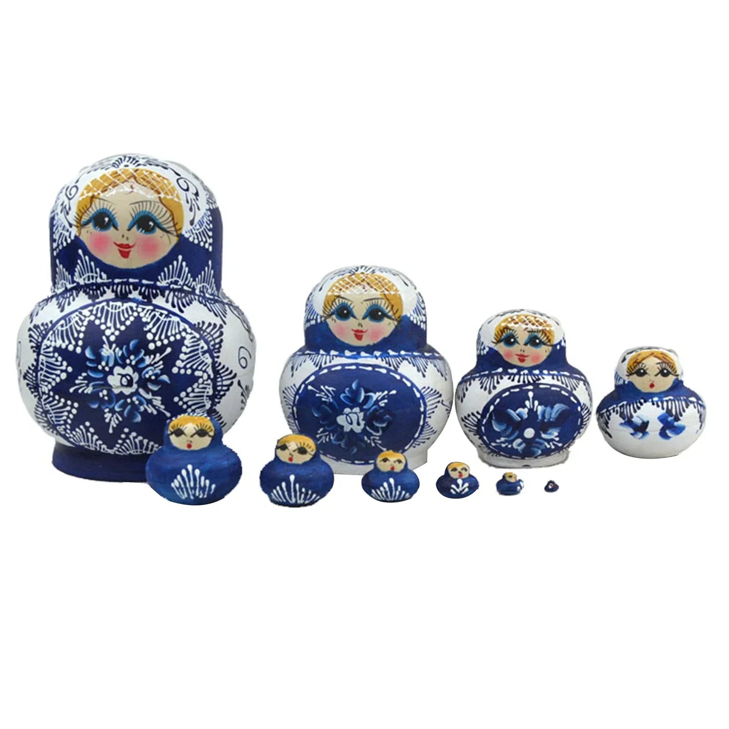 10-Piece Wooden Russian Matryoshka Doll Set for Cultural Decor and Gifts