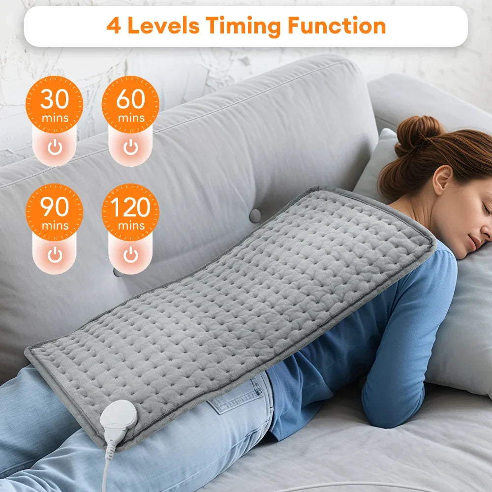 BowLift | ThermaEase Electric Heating Pad | 9 Temperature Levels & 4 Timer Modes | 30×60 cm | Washable & Quick Heating | For Back, Stomach & Legs