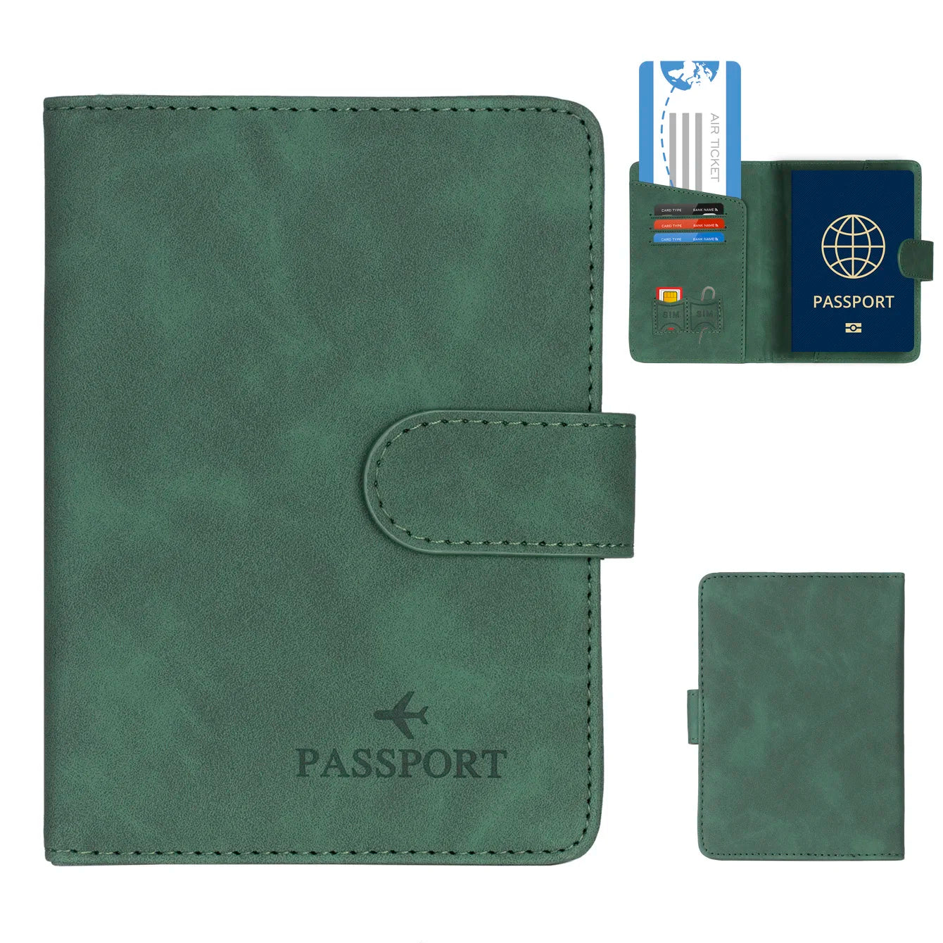 Skanto | Travello Passport Holder | RFID Protection | Genuine Leather Look | For Women and Men