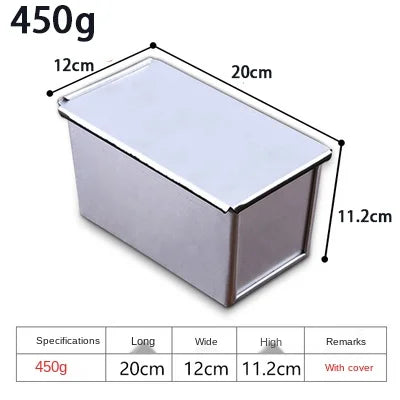 Skanto | Premium Non-stick Aluminum Alloy Loaf Pan with Lid - Various Sizes (250g/450g/600g/750g/900g/1000g) for Baking Bread and Cakes
