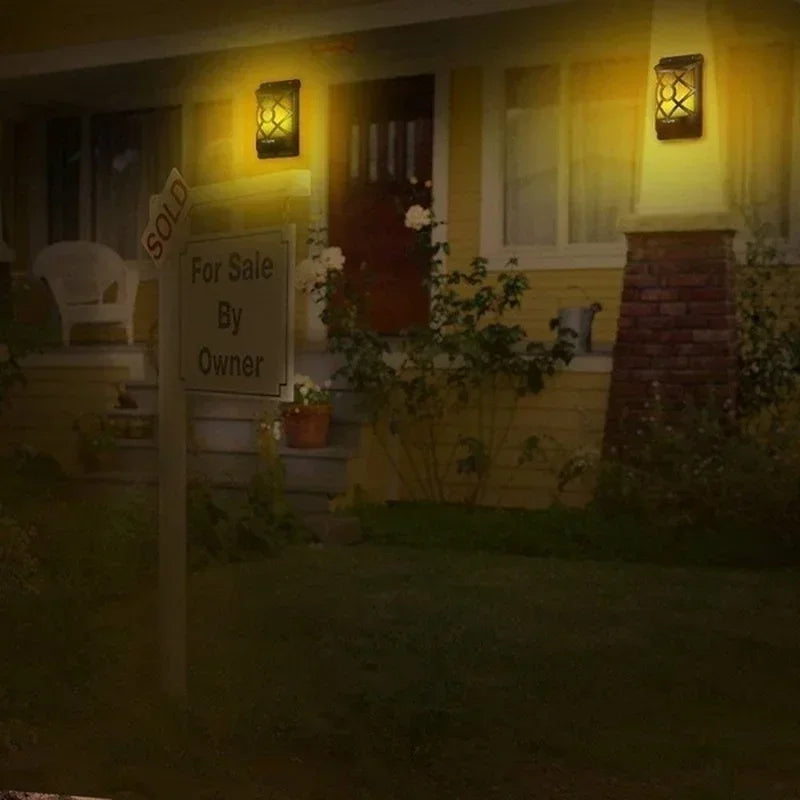 BowLift | Solar-Torch FlammaLuce | 96 LED Flame Light | IP65 Waterproof | Garden Wall Lamp with Grid Design