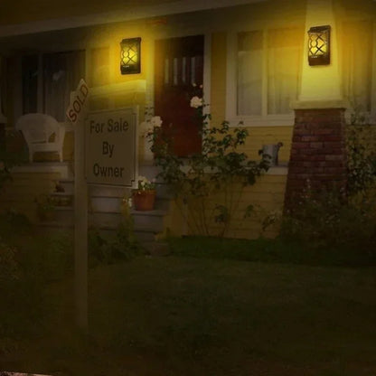 BowLift | Solar-Torch FlammaLuce | 96 LED Flame Light | IP65 Waterproof | Garden Wall Lamp with Grid Design
