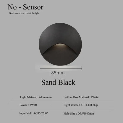 Modern waterproof IP65 LED recessed wall lamp for outdoor lighting - 3W embedded step & stair, balcony, and portal lamp