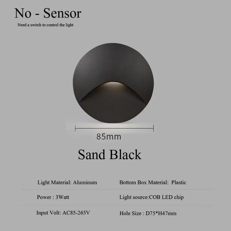 Modern waterproof IP65 LED recessed wall lamp for outdoor lighting - 3W embedded step & stair, balcony, and portal lamp