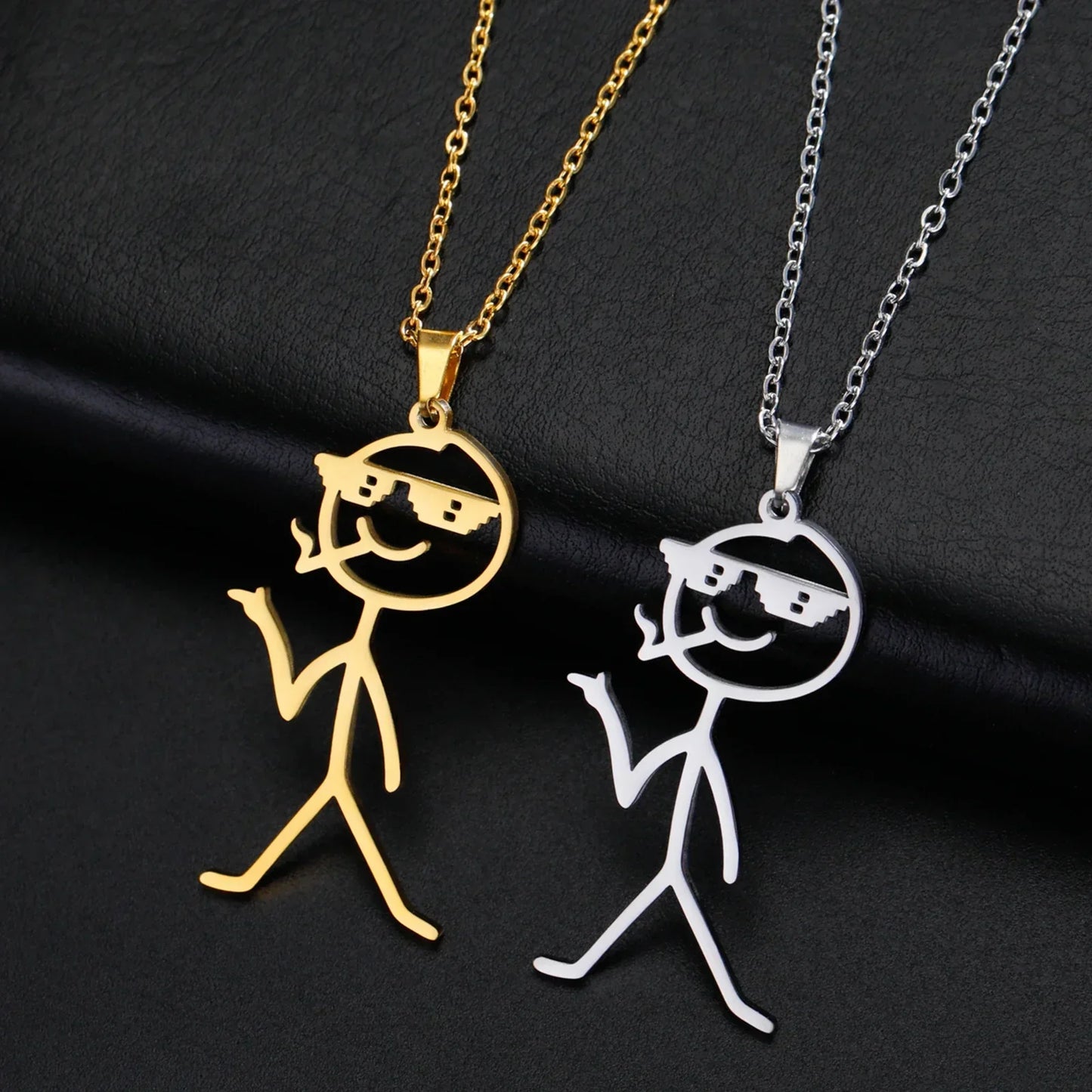Skanto | Cute Punk Funny Middle Finger Stickman Necklace