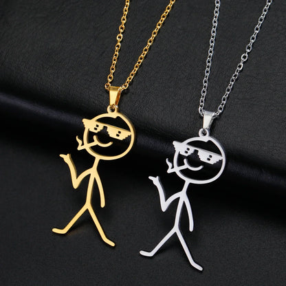 Skanto | Cute Punk Funny Middle Finger Stickman Necklace