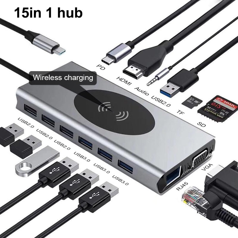 BowLift | 15in1 USB-C Wireless Charging Docking Station