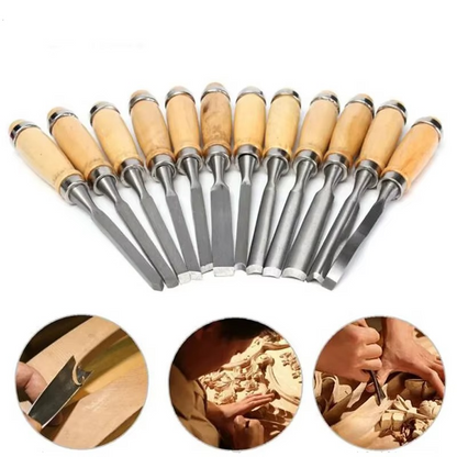 Skanto | 12-Piece Wood Carving Knife and Chisel Set for Detailed Woodworking