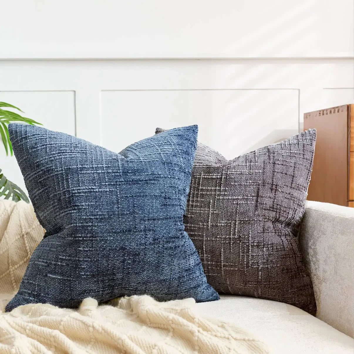 Chenille Sofa cushion cover – Soft solid design | Elegant decoration for living & bedrooms | Bowlift
