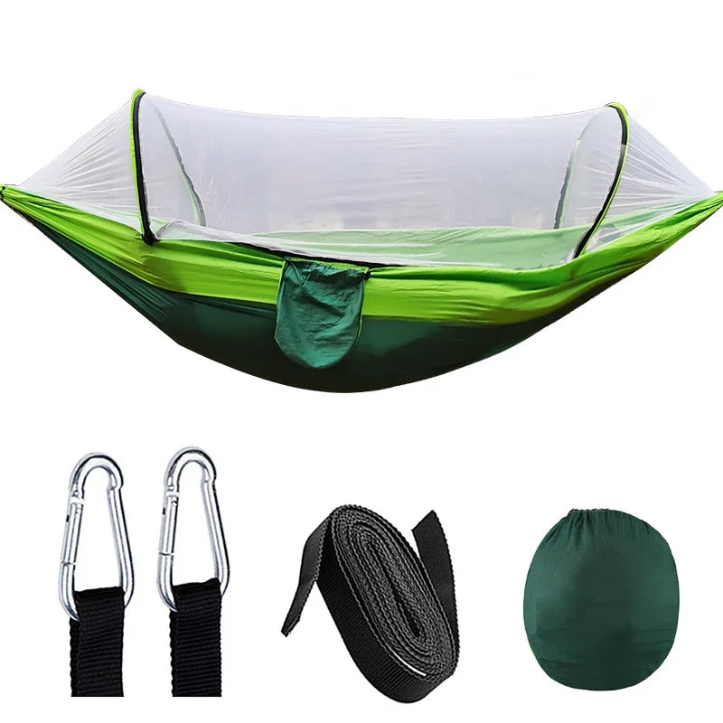 Skanto | OutdoorRelax Hammock with Mosquito Net and Quick Release – 200 kg Load Capacity