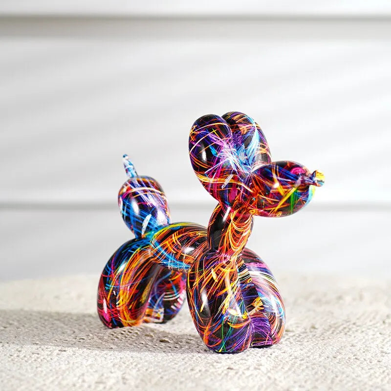 Colorful Balloon Dog Figures Artistic Graffiti Statues for Living Room Coffee Table Cute Trendy Jewelry for Desk Decoration | Skanto