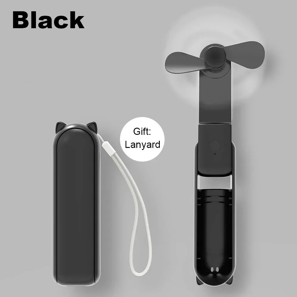 Portable Mini Handheld Fan – Rechargeable foldable pocket fan with battery, cooling handheld fan and power bank function | Karnz