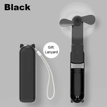 Portable Mini Handheld Fan – Rechargeable foldable pocket fan with battery, cooling handheld fan and power bank function | Karnz