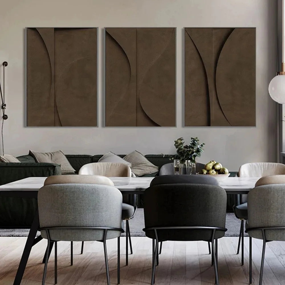 Modern Minimalist Flat Geometric Lines Wall Art Fine Art Canvas Prints Retro Brown Abstract Pictures For The Living Room Contemporary Interior Design Decor | Karnz