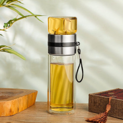 Skanto | 2i1 Double-Wall Thermal Smart Tea Glass Bottle