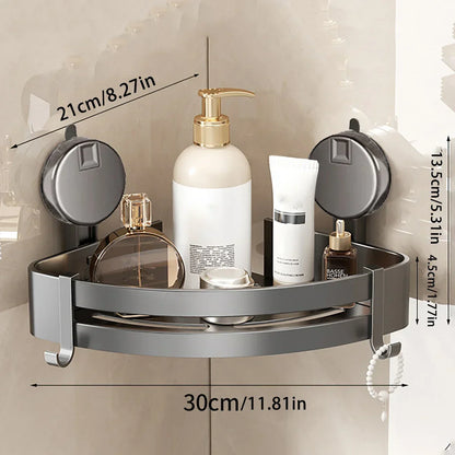 BowLift | No-Drill Suction Powered Corner Bathroom Organizer