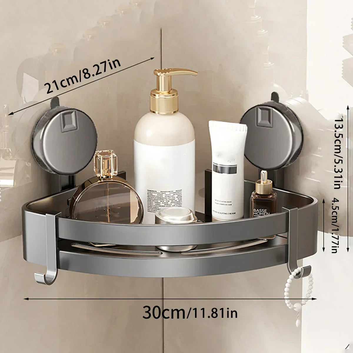 Kalsten | No-Drill Suction Powered Corner Bathroom Organizer