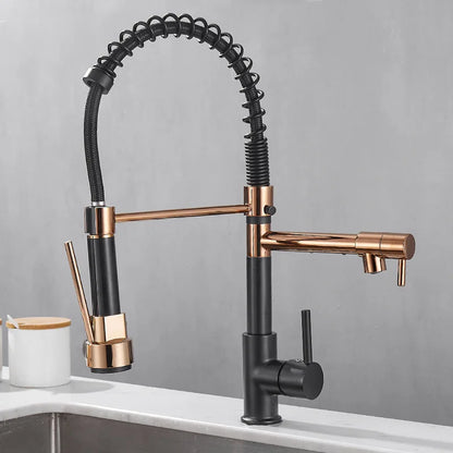BowLift | DualFlow Kitchen Faucet - Luxurious Double Bronze Kitchen Faucet