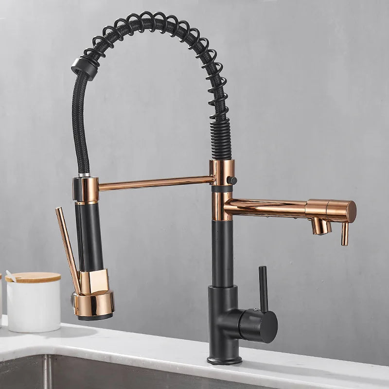 Karnz | DualFlow Kitchen Faucet - Luxurious Double Bronze Kitchen Faucet