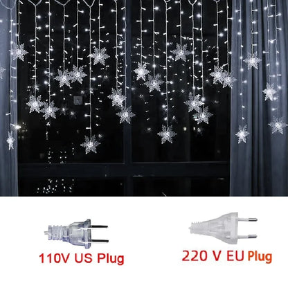 Waterproof Snowflake LED String Lights Christmas Lights - Blinking Fairy Curtain for Holiday Parties, Weddings, and Outdoor Decorations 3,2m (125.9 inches)