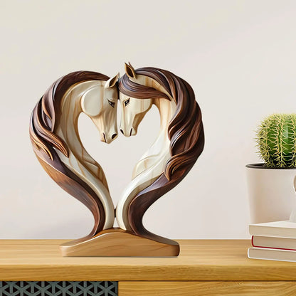 BowLift | Equora Horse Sculpture | Horse Sculpture Wood | 2D Design in Embrace Pose | Decoration for Living Room, Office & Children's Room